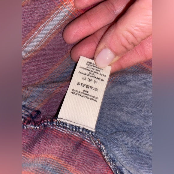 Free People Plaid Flannel Distressed/Deconstructed Stud Jacket/Shacket Size L - Picture 2 of 14